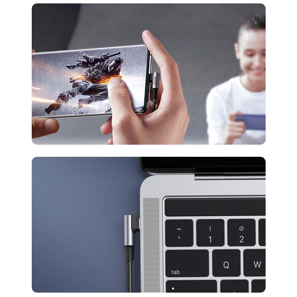 Cable curvo Usb-c a Usb-c de 3M Ugreen
