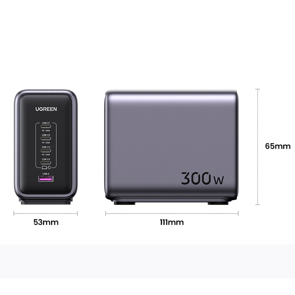 Cargador para escritorio Ugreen 300W con 1 USB A y 4 USB C