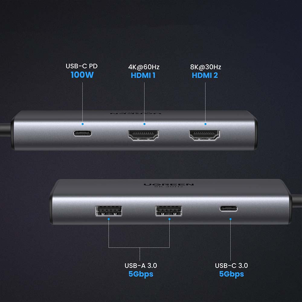 Multipuerto de 6 Usb-c y HDMI 8K30hz Ugreen