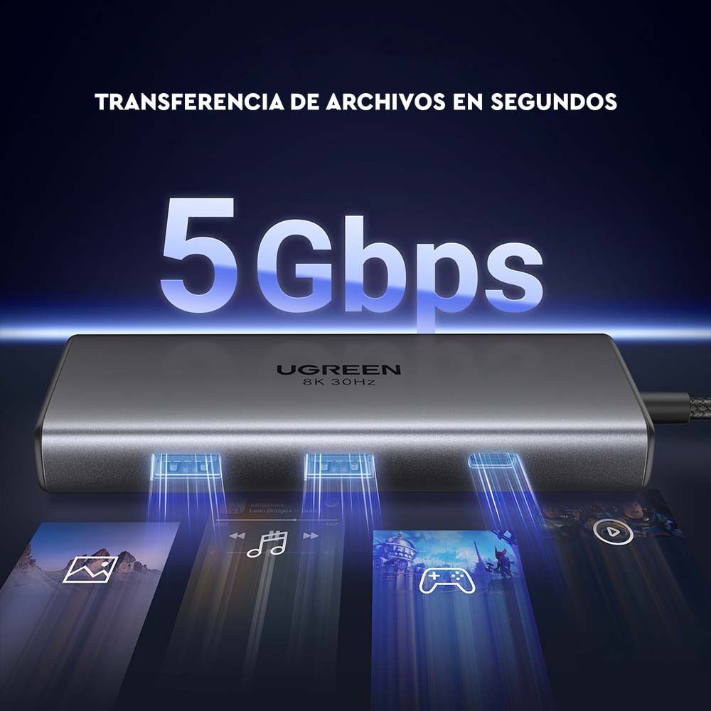 Multipuerto de 6 Usb-c y HDMI 8K30hz Ugreen