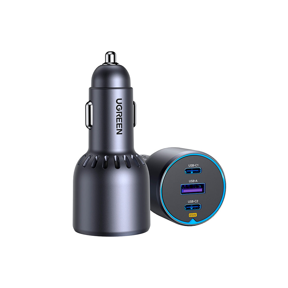 Cargador Ugreen de Auto 2 USB C y 1 UBS A carga Rápida 75W