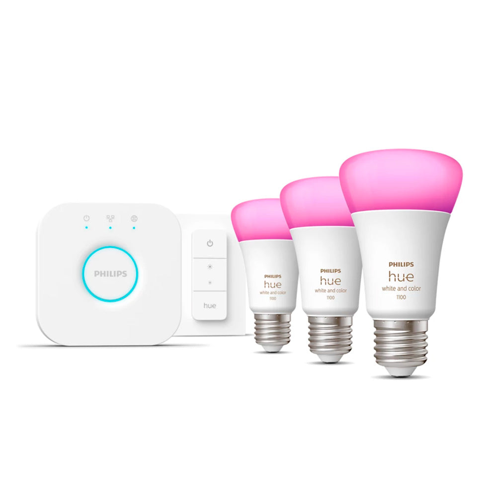 Kit Philips Hue 3 Ampolletas E27 + 1 Dimmer + Bridge