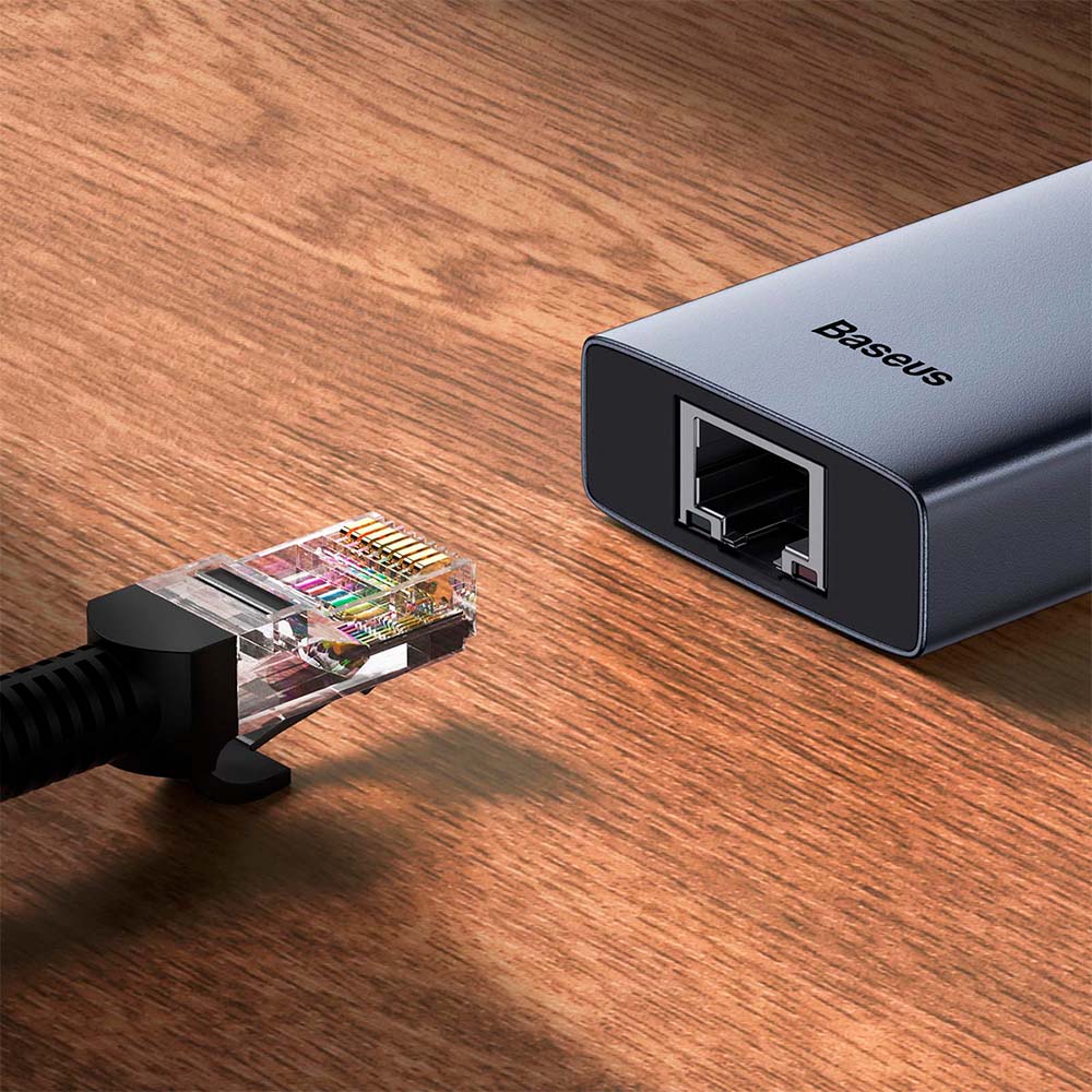 Adaptador Baseus HUB 4 en 1 UltraJoy USB-C a USB y RJ45