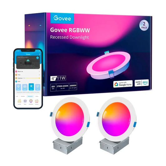 Set de 2x Luces LED Empotrables RGBWW 4" para Techo Govee