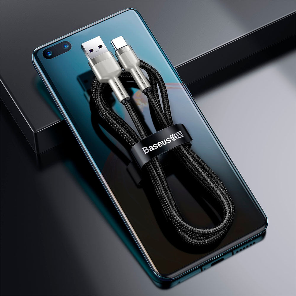 Cable de Carga Rápida Metálico USB a Tipo-C 2Mts 66W Baseus Negro