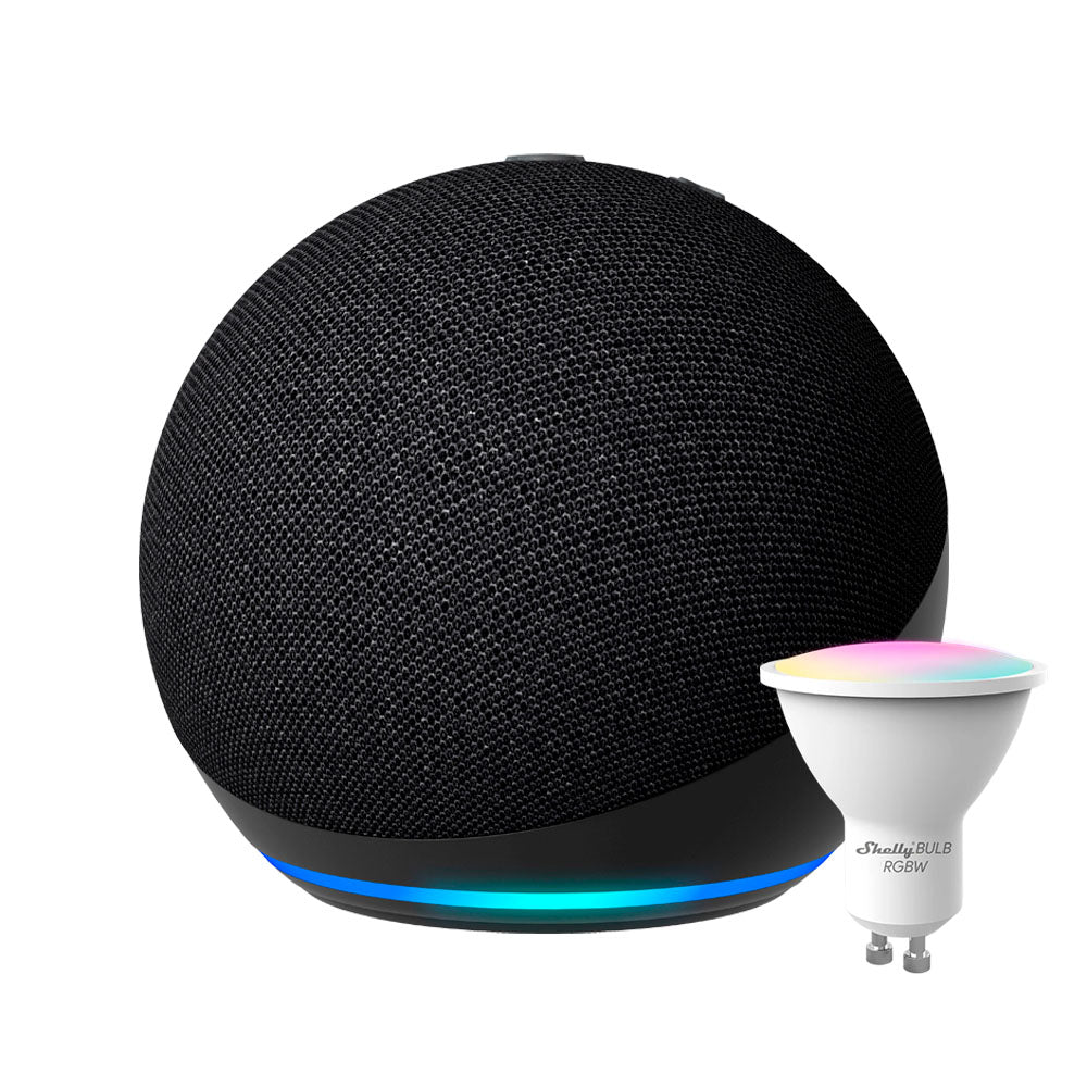 Kit Amazon Echo Dot 5 Gen + Ampolleta Shelly Duo WiFi RGBW GU10