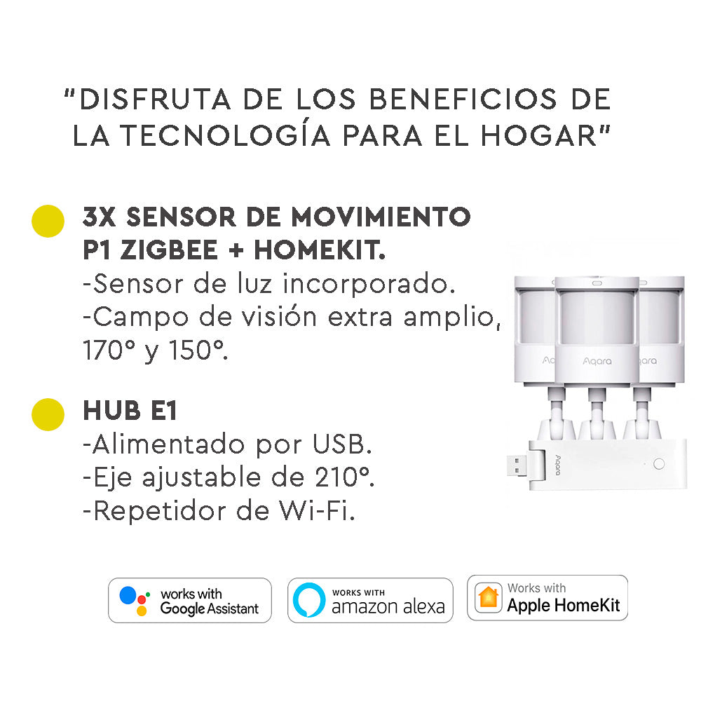 Kit Controlador E1 + 3x Sensor Movimiento P1 AQARA