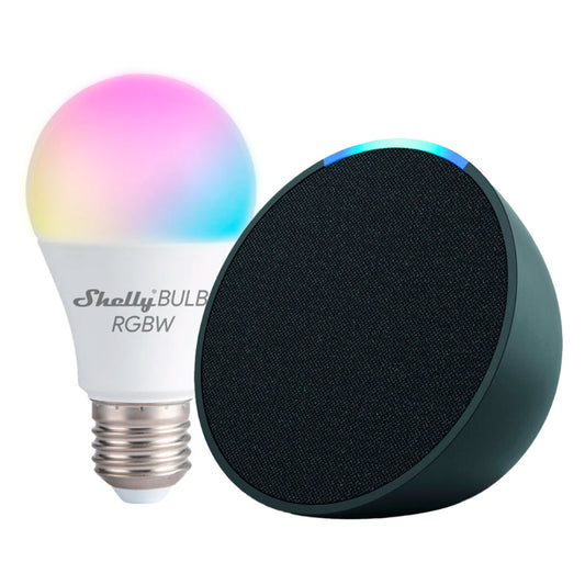 Kit Amazon Echo POP + Ampolleta Shelly Duo RGBW E27