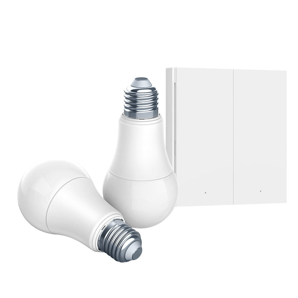 Kit 2x Ampolleta Led E27 9W + Interruptor Doble Zigbee Aqara