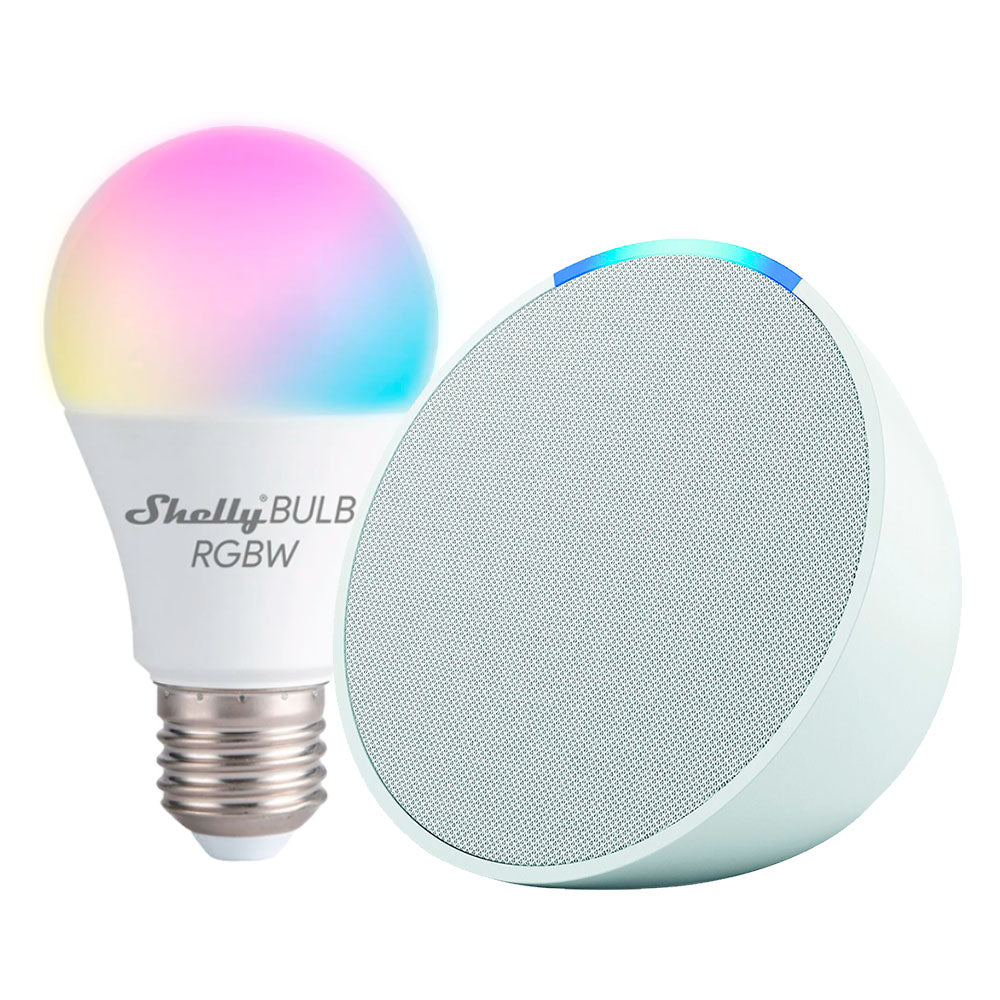 Kit Amazon Echo POP + Ampolleta Shelly Duo RGBW E27