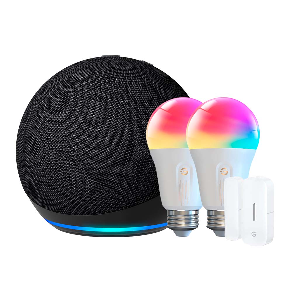 Kit Echo Dot 5 Gen + 2x Ampolletas Smart RGBWW + 1x Sensor de puerta y ventana
