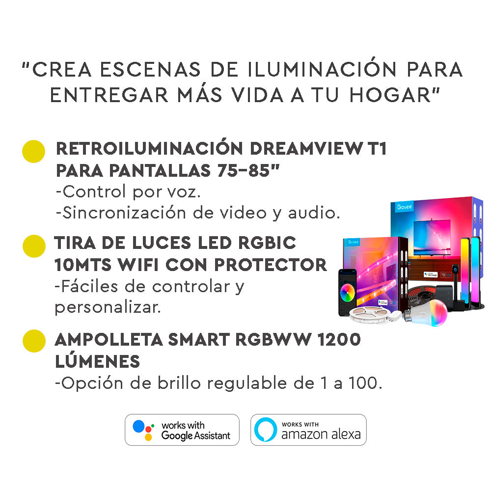 Kit Retroiluminación T1 Pro + Tira LED 10 mts + Ampolleta Smart