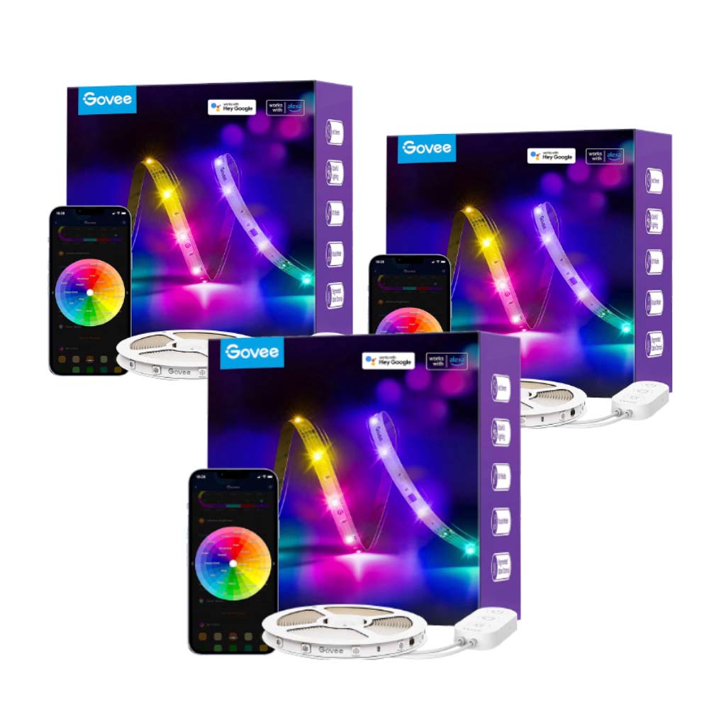 Pack 3x Tira de luces LED Govee RGBIC Basic Wi-Fi + Bluetooth