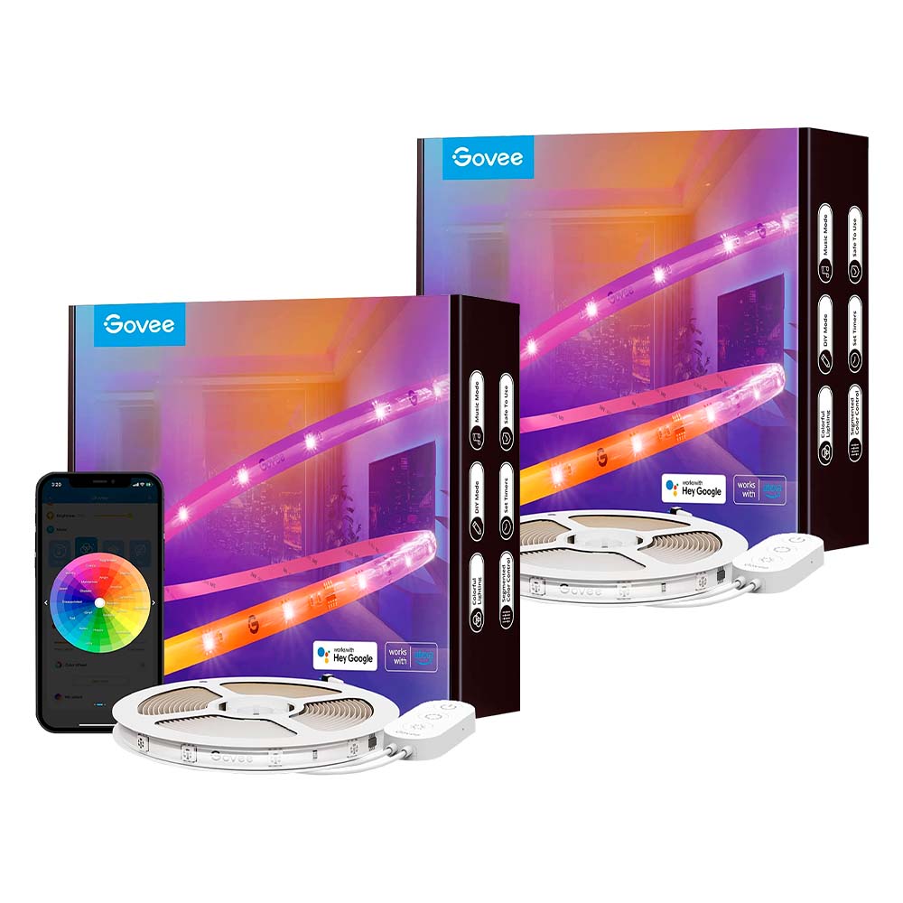 Pack 2x Tira de Luces LED RGBIC 5mts Wifi con Protector - Govee