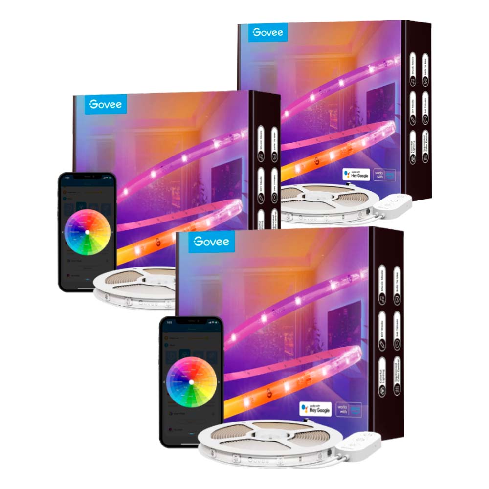 Pack 3x Tira de Luces LED RGBIC 5mts Wifi con Protector - Govee