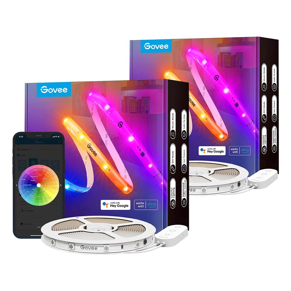Pack 2x Tira de luces LED Govee RGBIC con revestimiento protector