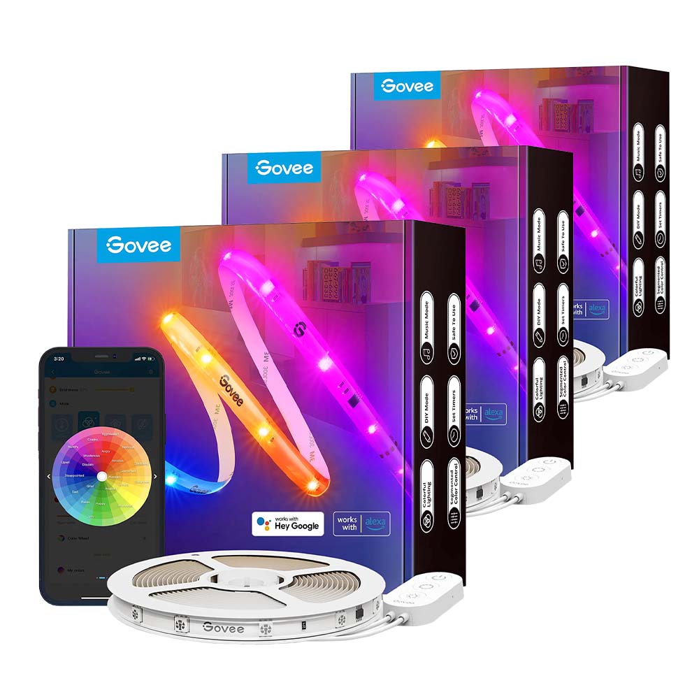 Pack Tira de luces LED Govee RGBIC con revestimiento protector 10 Mts