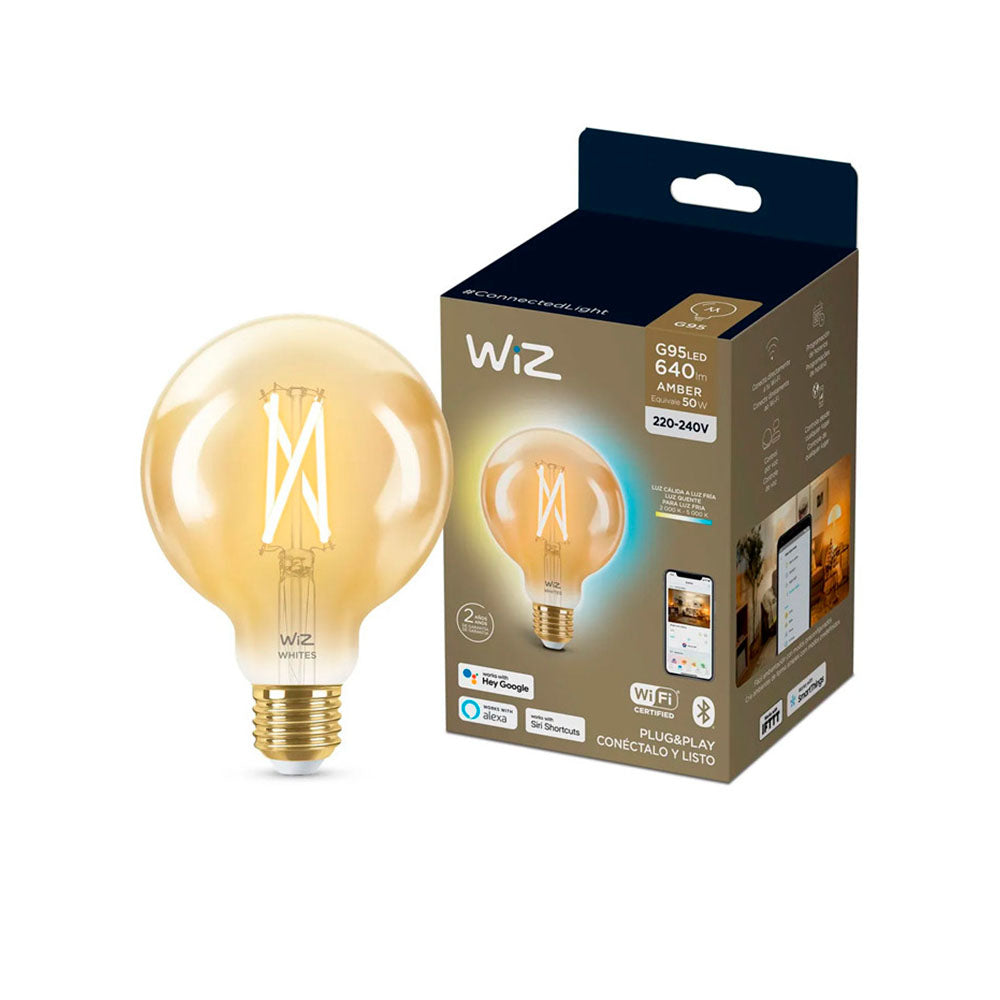 Pack Ampolleta WiFi de filamento ámbar 7W G95 220V E27 Wiz