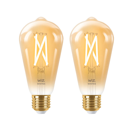 Pack Ampolleta WiFi de filamento ámbar de 7W ST64 E27 Wiz
