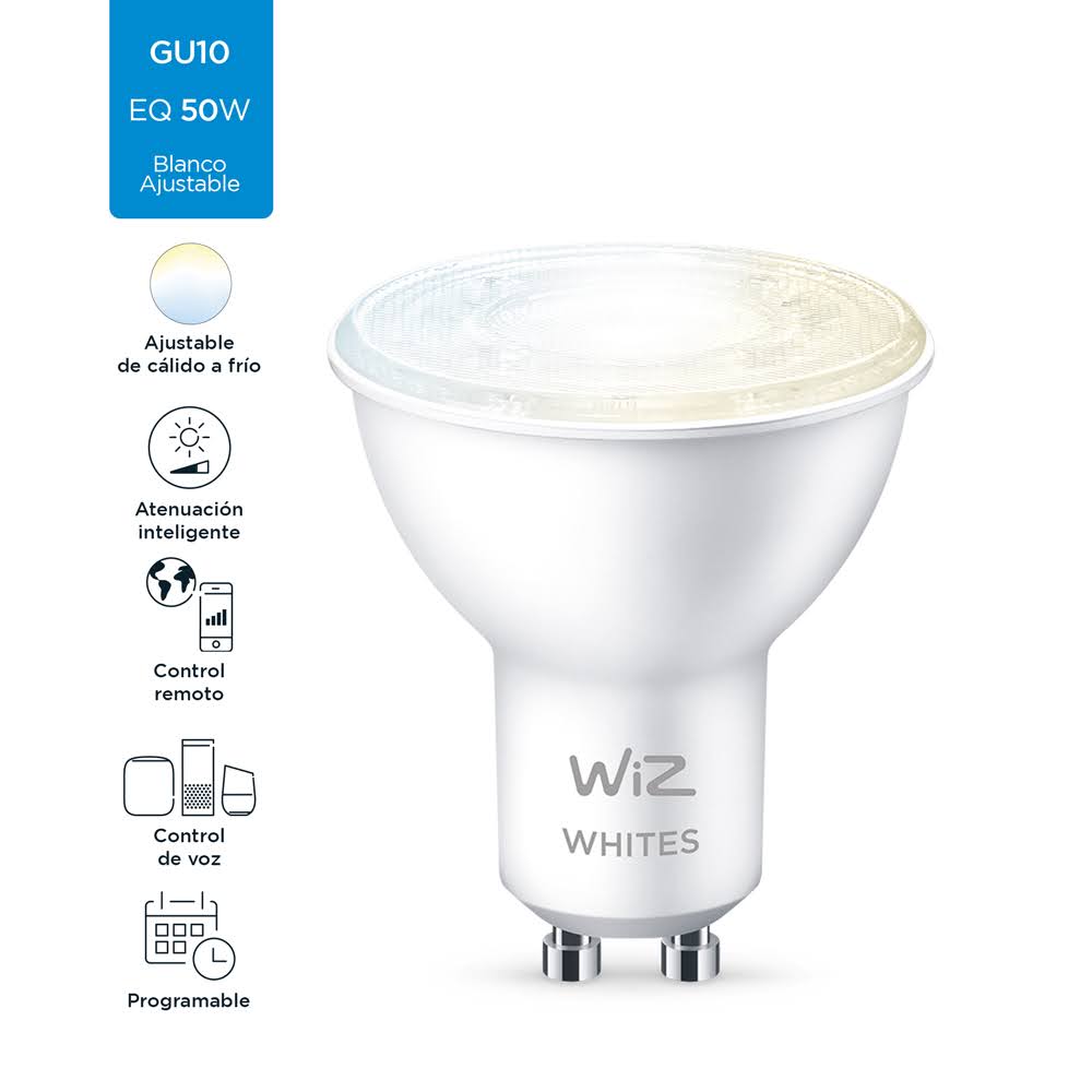 Pack Ampolleta LED Wiz Wifi Luz Calido/fria 4.9w Gu10