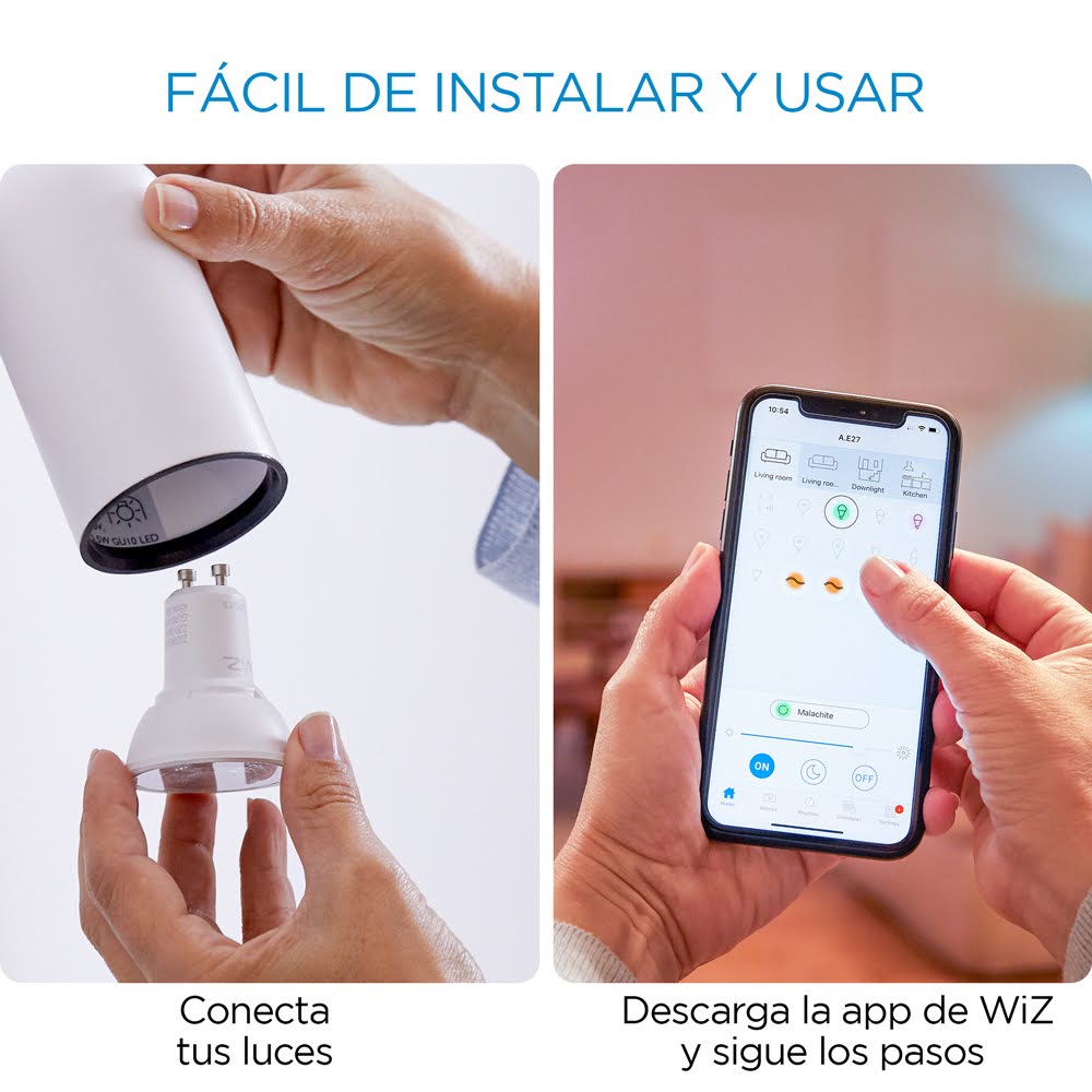 Pack Ampolleta LED Wiz Wifi Luz Calido/fria 4.9w Gu10