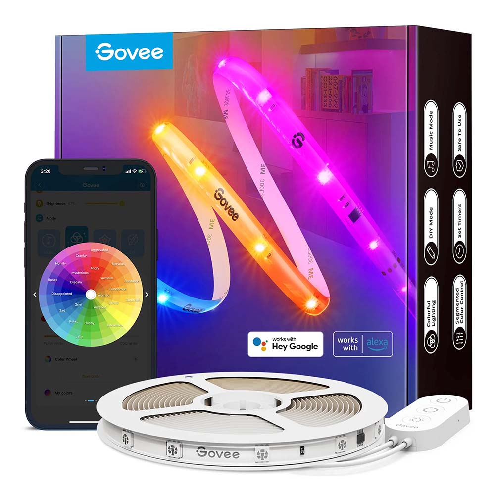 Pack Tira de luces LED Govee RGBIC con revestimiento protector 10 Mts