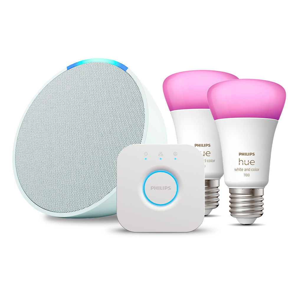 Kit Amazon Echo POP + 2 ampolletas y Bridge Philips