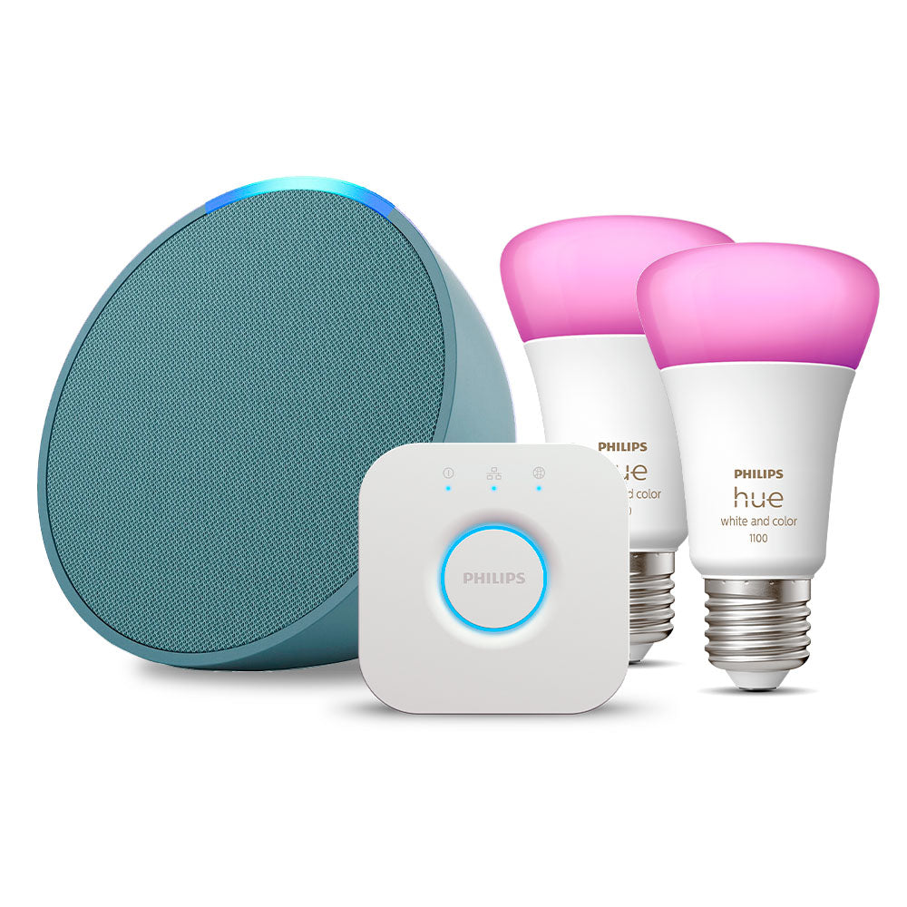 Kit Amazon Echo POP + 2 ampolletas y Bridge Philips