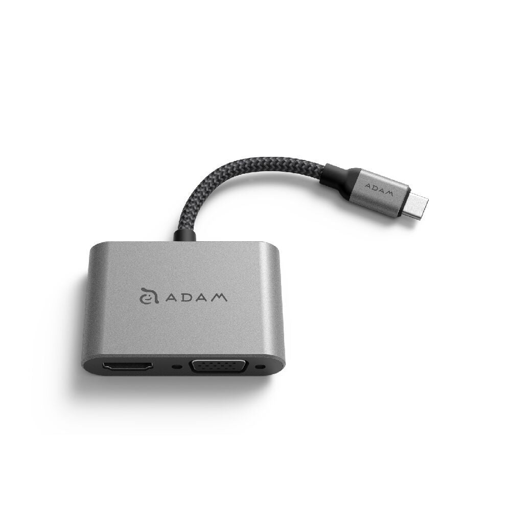 Adaptador USB-C a dual HDMI y VGA VH1 Adam Elements Gris