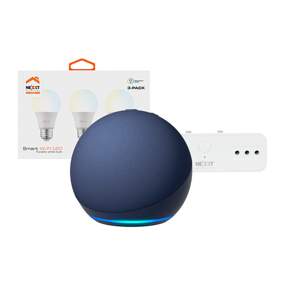 Kit Alexa Echo Dot 5 Deep Sea Blue + 3 Ampolletas Tradicionales + Tomacorriente