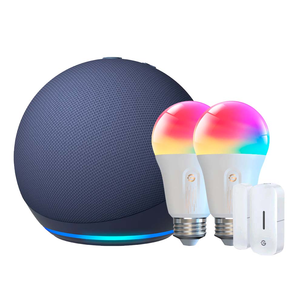 Kit Echo Dot 5 Gen + 2x Ampolletas Smart RGBWW + 1x Sensor de puerta y ventana