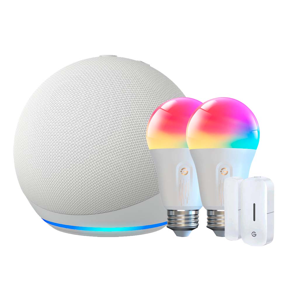 Kit Echo Dot 5 Gen + 2x Ampolletas Smart RGBWW + 1x Sensor de puerta y ventana