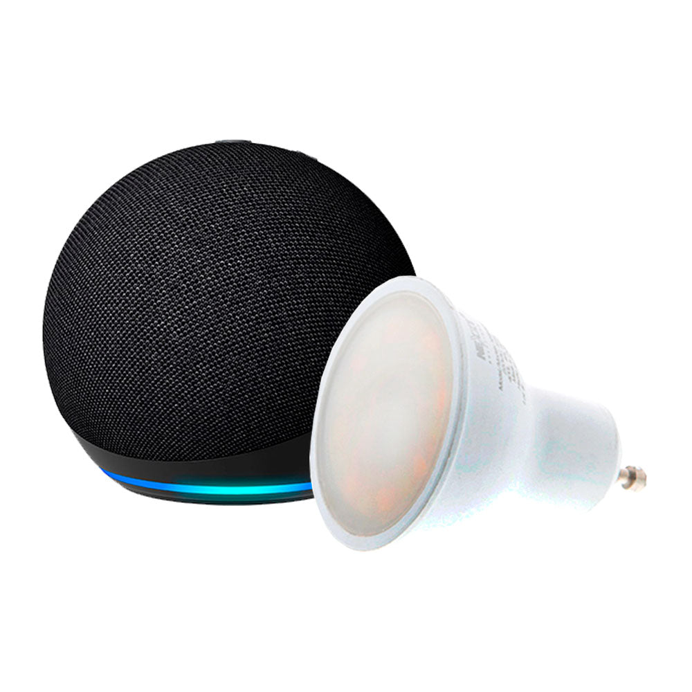 Kit Alexa Echo Dot 5 Black + Ampolleta Wifi Luz Cálida y Fría E27 –  BLU/STORE
