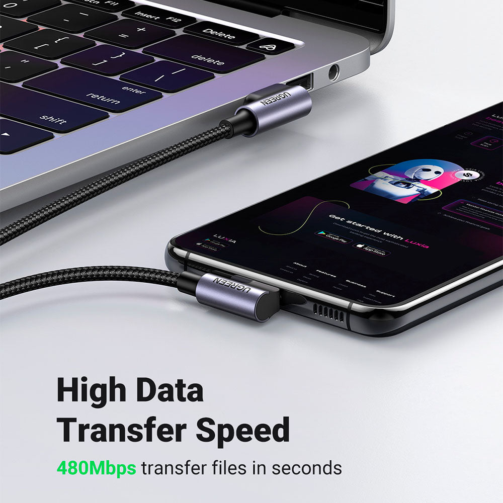 Cable Curvo Usb-A a Usb-C de 2 Mts Ugreen - imagen 3
