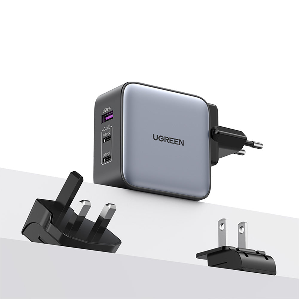 Cargador de Viaje Ugreen 65W Nexode con Adaptador US UK EU