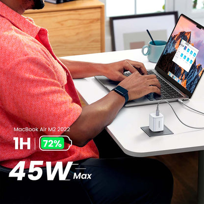 Cargador Ugreen GaN Tech 45W con 2 USB C Blanco