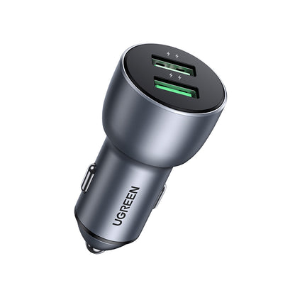 Cargador de Auto Ugreen 2 USB A con carga rápida 36W