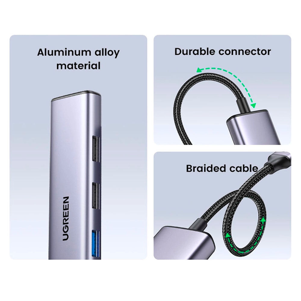 Multipuerto 5 en 1 USB-C con 100W 4K30HZ Ugreen - imagen 3