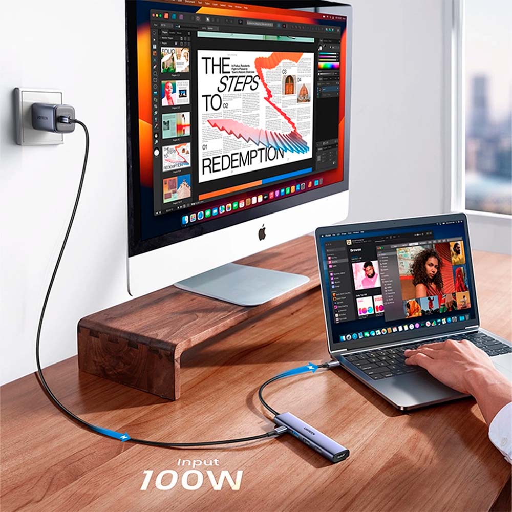 Multipuerto 5 en 1 USB-C con 100W 4K30HZ Ugreen - imagen 5