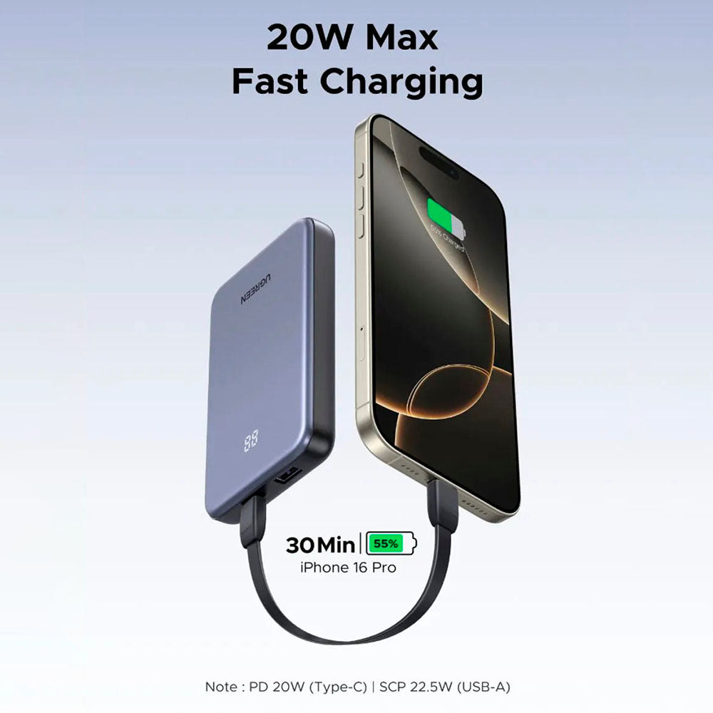 Powerbank Ugreen 10000 mAh PD 20W con USB C y USB A