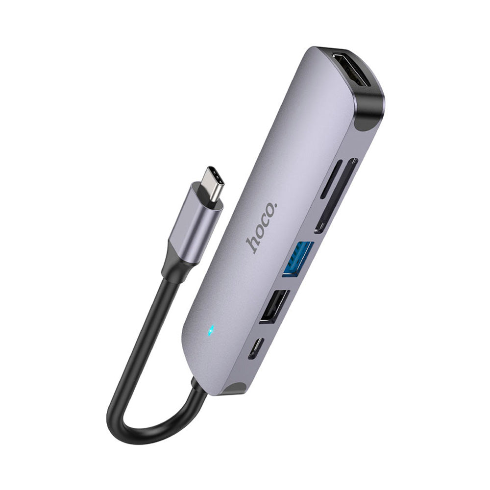 Adaptador 6 en 1 Hoco HB28 Tipo C - Gris
