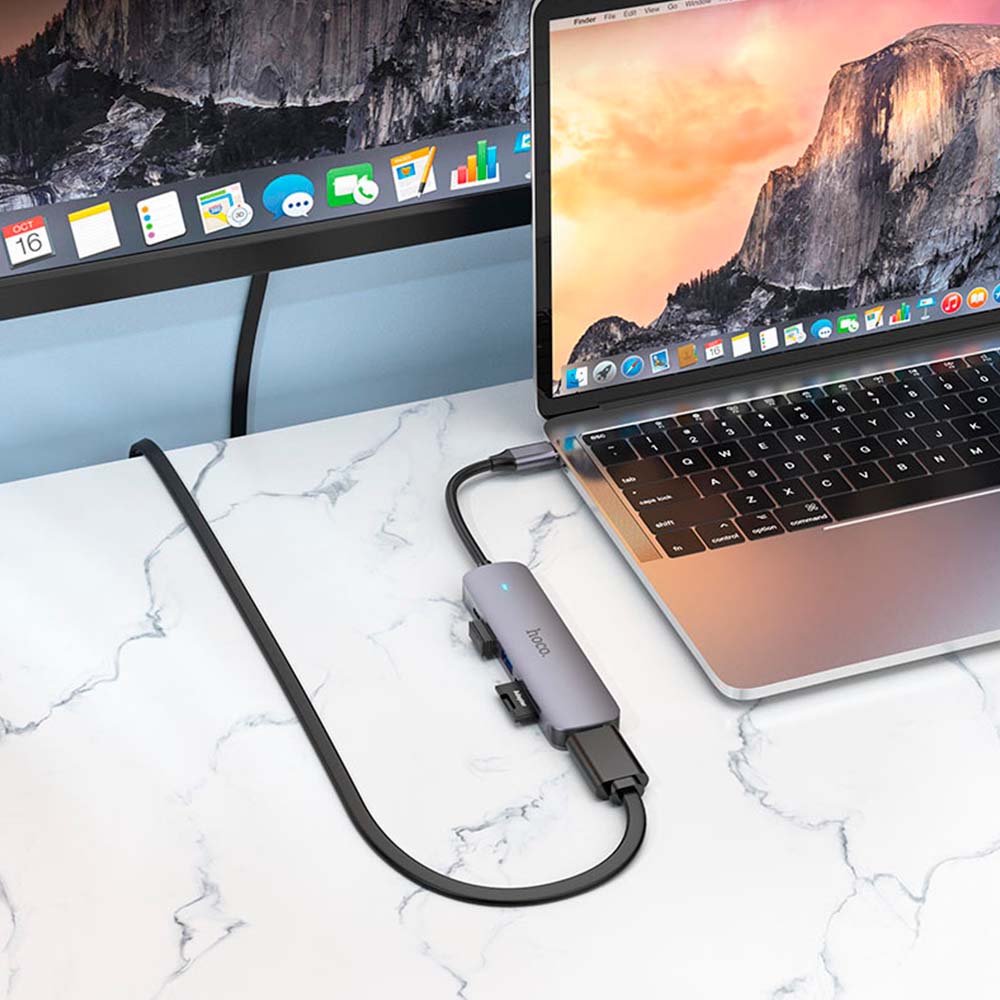 Adaptador 6 en 1 Hoco HB28 Tipo C - Gris