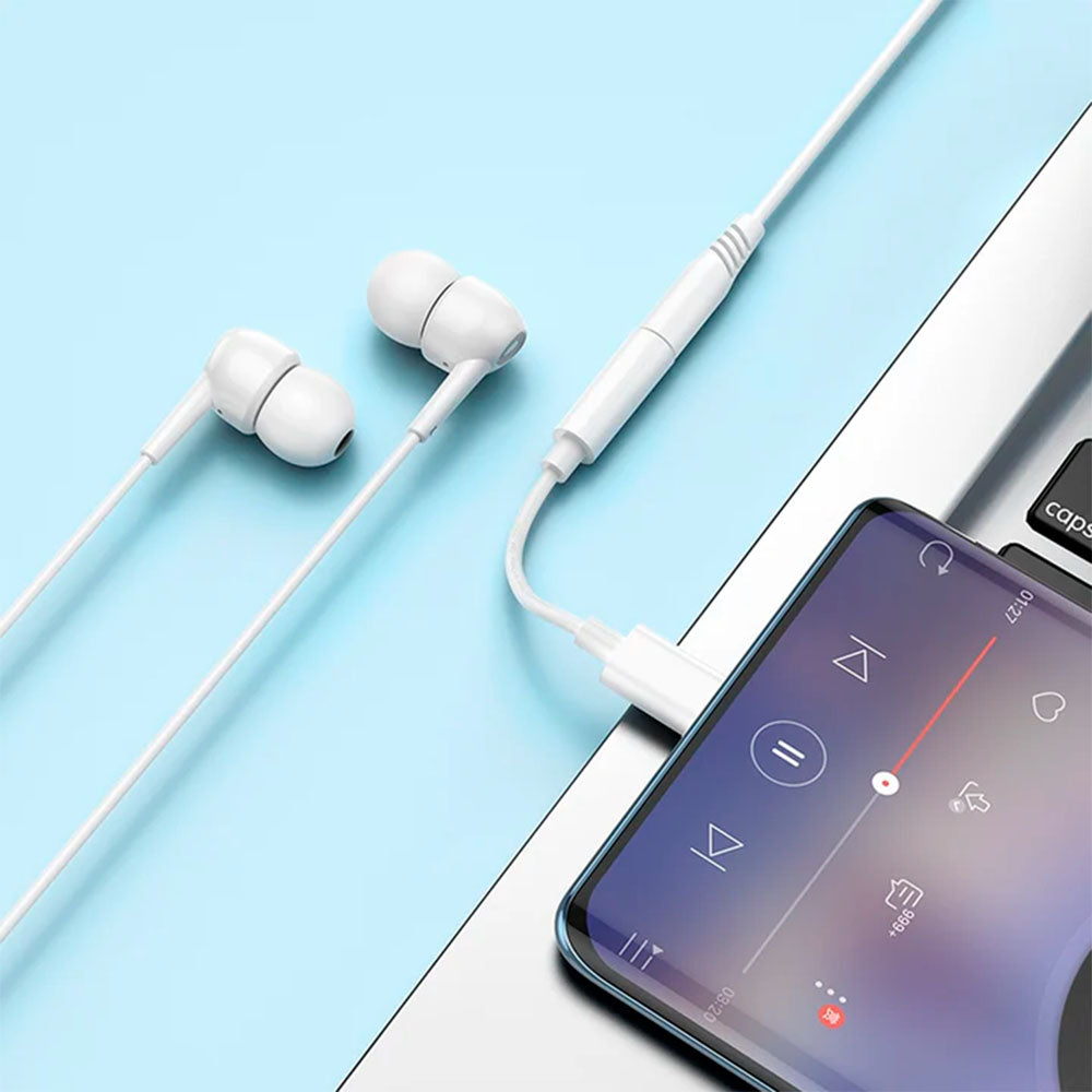 Adaptador Audio Hoco LS35 USB-C a 3.5mm – Blanco