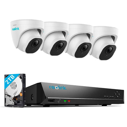 Kit NVR 8 canales + 4x cámaras de seguridad PoE 4K Tipo Domo Reolink