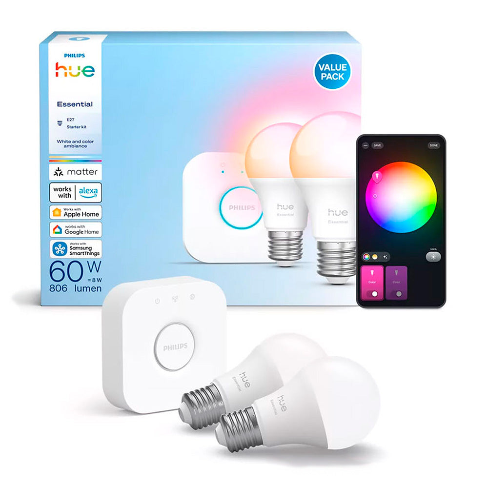Kit Essential 2 Ampolletas E27 y Bridge Philips Hue