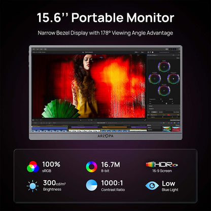 Monitor Portátil A1 Pro Arzopa 15,6” IPS 1080P FHD