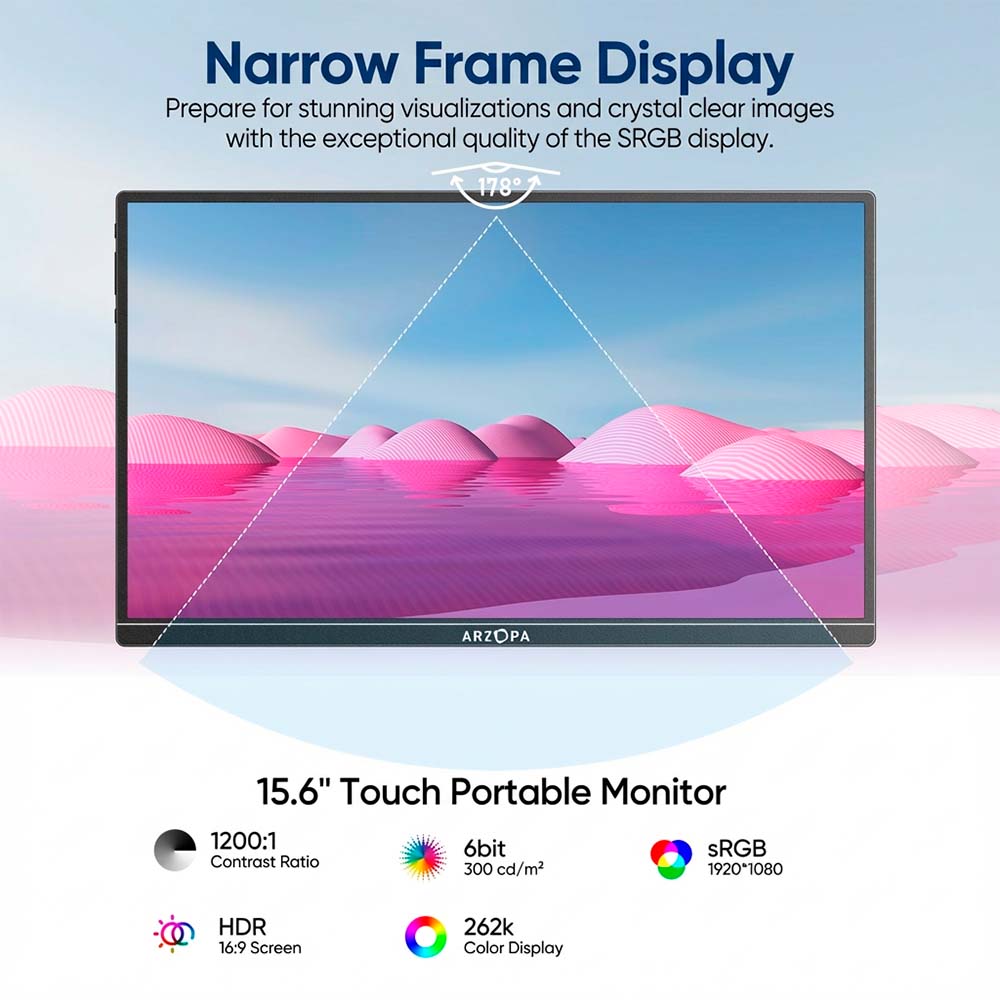 Monitor Portátil A1T Touch Arzopa 15,6” IPS 1080P FHD
