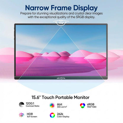 Monitor Portátil A1T Touch Arzopa 15,6” IPS 1080P FHD