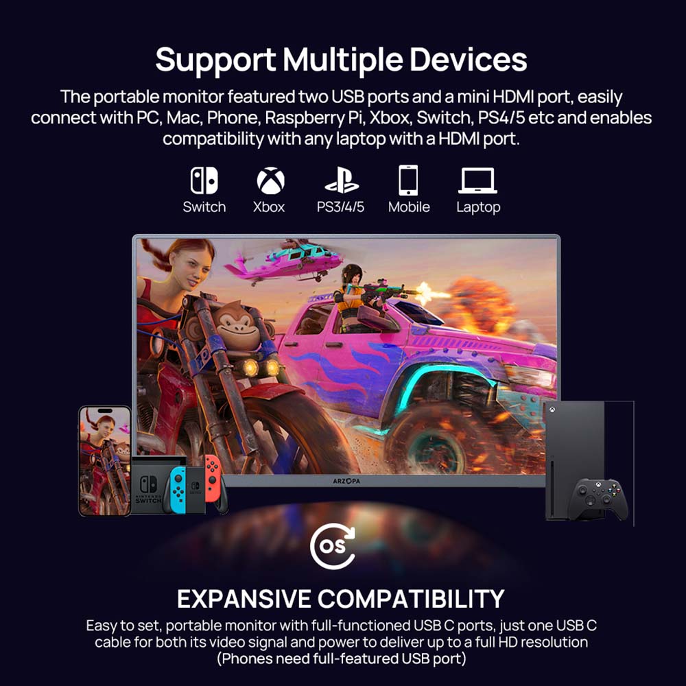 Monitor Portátil A3C Pro Arzopa de 13,3” OLED 1080P FHD