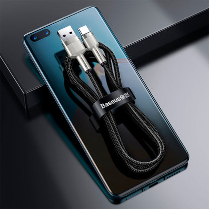 Cable de Carga Rápida Metálico USB a Tipo-C 2Mts 66W Baseus Negro